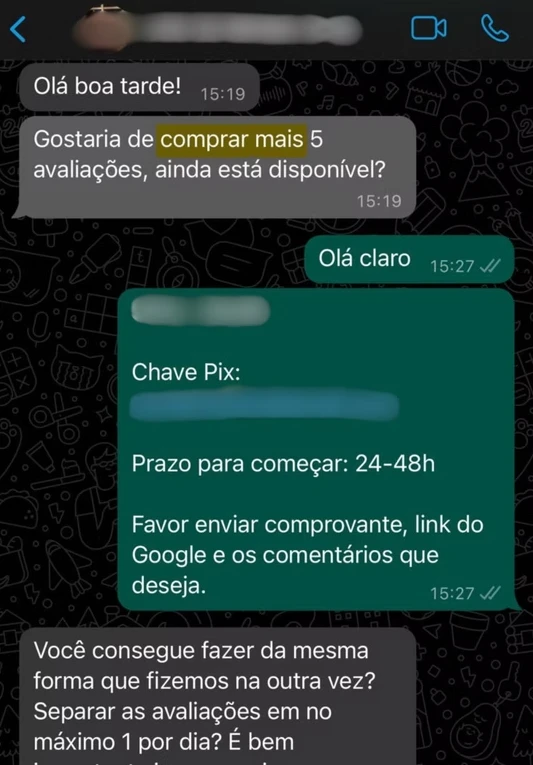 Depoimento de cliente comprando avaliações TripAdvisor Depoimento de cliente comprando avaliações TripAdvisor
